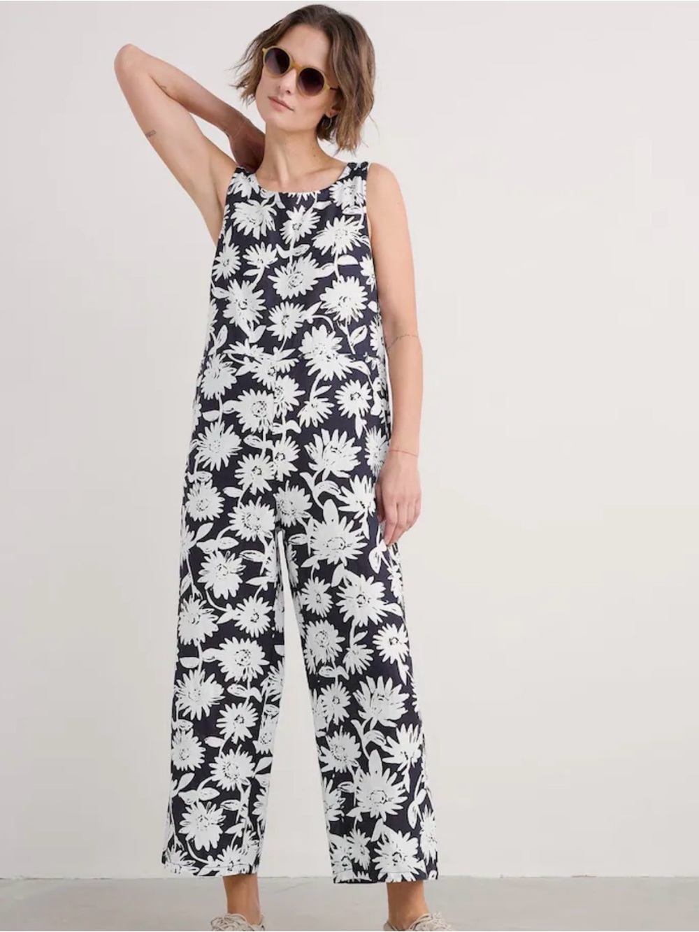 NWT Seasalt Cornwall Daisy Shadow Inkwell Salt Air Jumpsuit Size 14 100% Linen